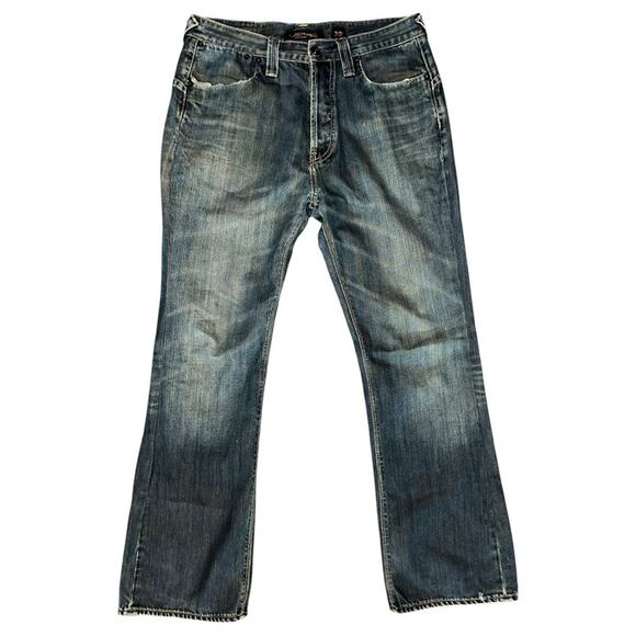 Ed Hardy Vintage Y2K 32 x 32 Medium Blue Distressed Wash Button Fly Denim Jeans - Picture 2 of 9